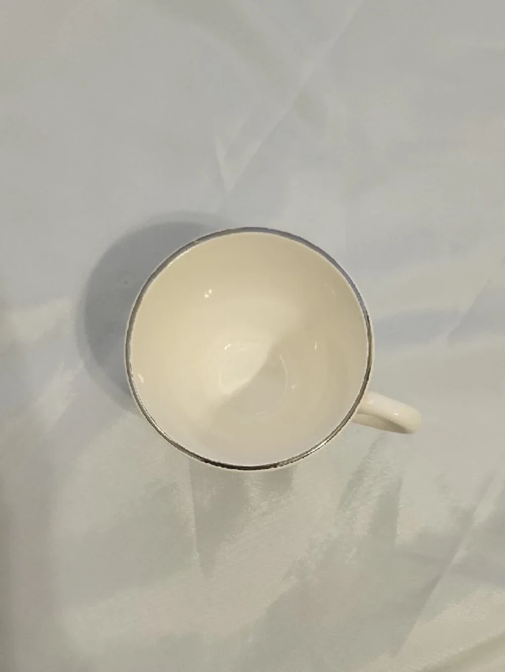Source Unknown Cream Porcelain Teacup with Pink Rose Motif